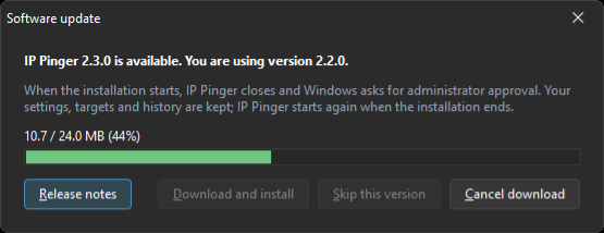 Update window with download progress